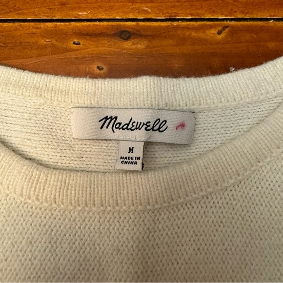 Madewell Size Medium Villagrove Sweater Tank in Ivory and Black with Fringe - Picture 3 of 8